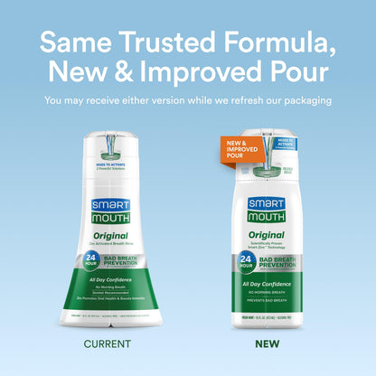 SmartMouth Original Activated Mouthwash & Tongue Cleaner – Bad Breath Support, Mint
