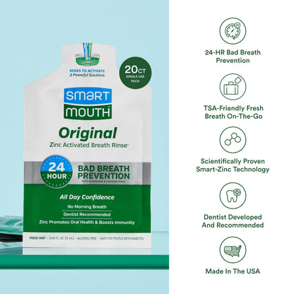 SmartMouth Original Activated Mouthwash – Travel Singles, Fresh Mint, 20 Pack