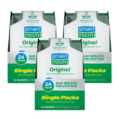 SmartMouth Original Activated Mouthwash - Single Packs, Travel Size, Fresh Mint, 30 Pack