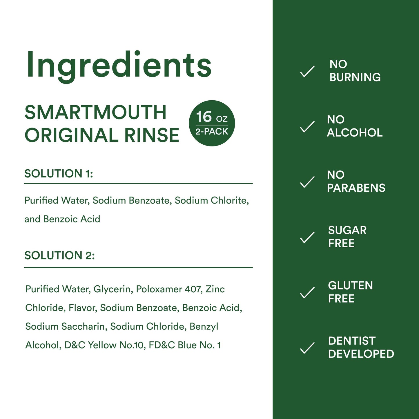 SmartMouth Original Activated Mouthwash – 24-Hour Fresh Breath, Mint, 2-Pack (16 oz)