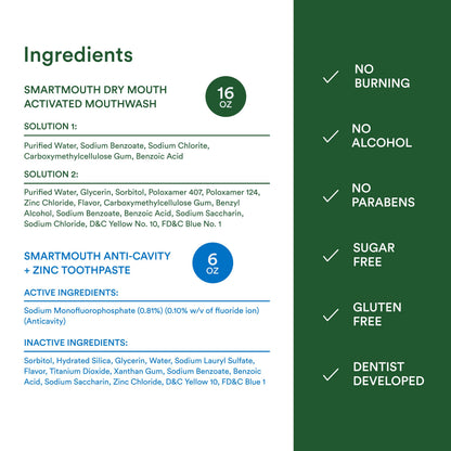 SmartMouth Dry Mouth Care Package: Mouthwash, Mints, Toothpaste