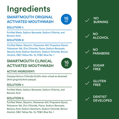 SmartMouth DDS Activated Clinical & Original Mouthwash – Fresh Breath, 16 oz
