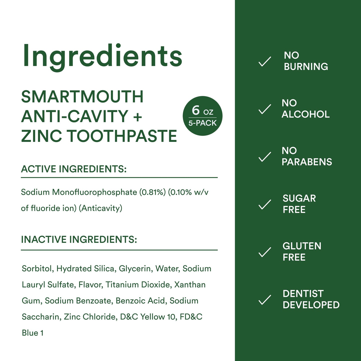 SmartMouth Premium Toothpaste - Elite Oral Health Protection, 6 oz (5 Pack)