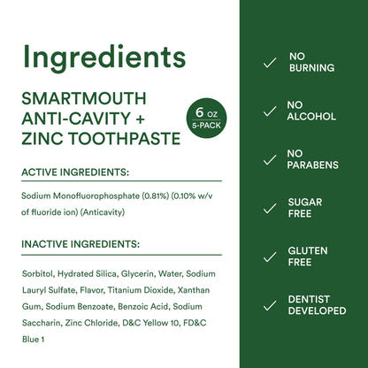 SmartMouth Premium Toothpaste - Elite Oral Health Protection, 6 oz (5 Pack)