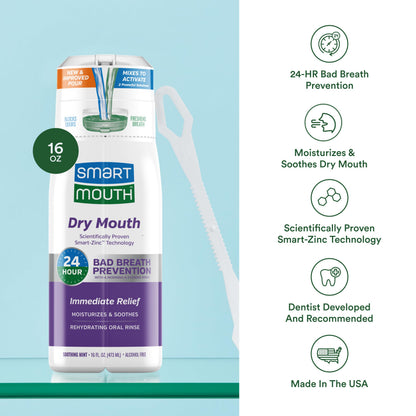 SmartMouth Dry Mouth Activated Mouthwash & Tongue Cleaner – Bad Breath Relief