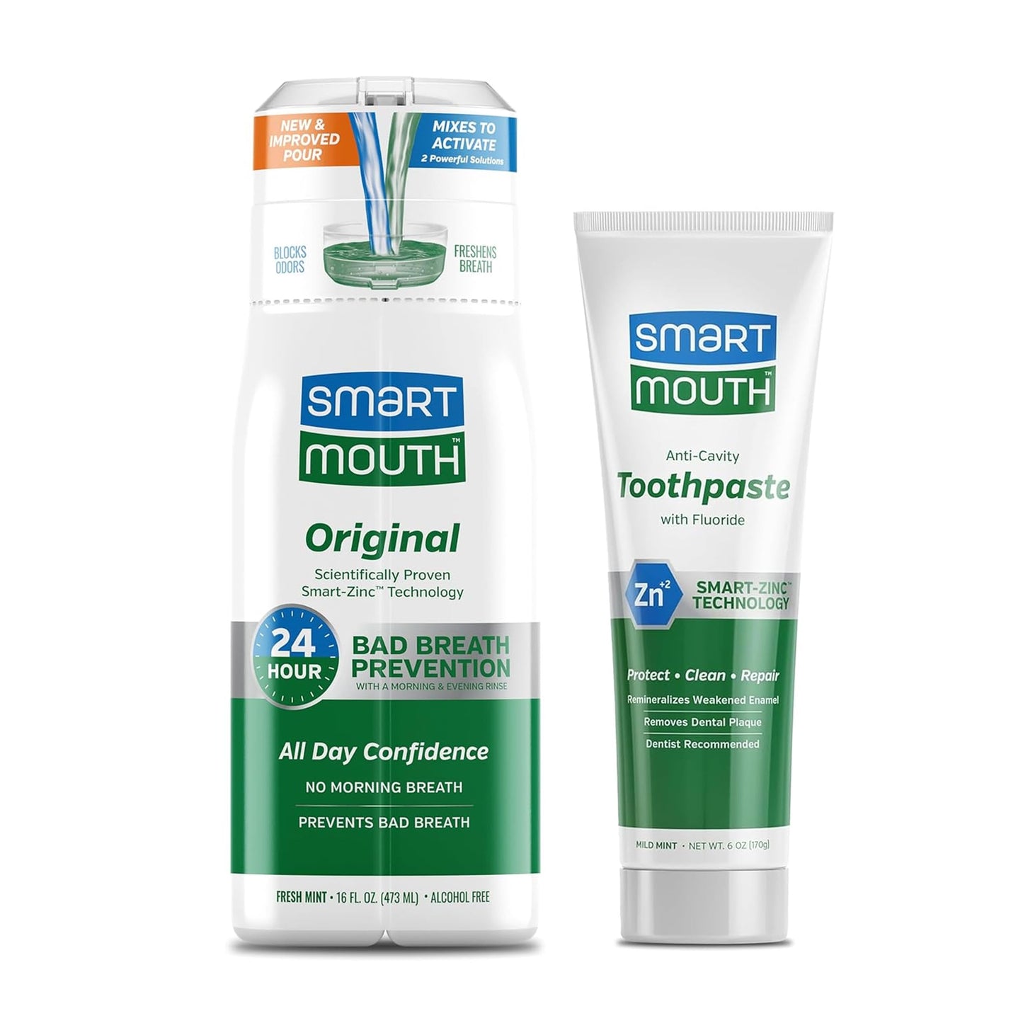 SmartMouth Zinc Ion Toothpaste & Activated Mouthwash Combo