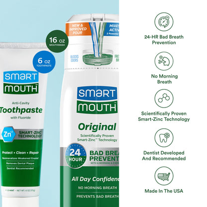 SmartMouth Zinc Ion Toothpaste & Activated Mouthwash Combo