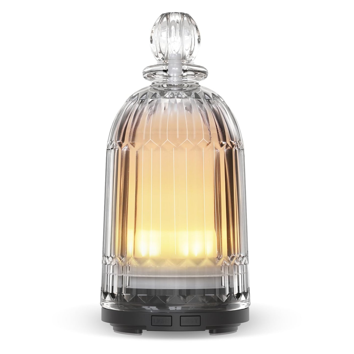 Smartwell 120ml Glass Diffuser - Ultrasonic Aroma Diffuser, 7-Color LED, Auto Shut-Off (Black Bottom)