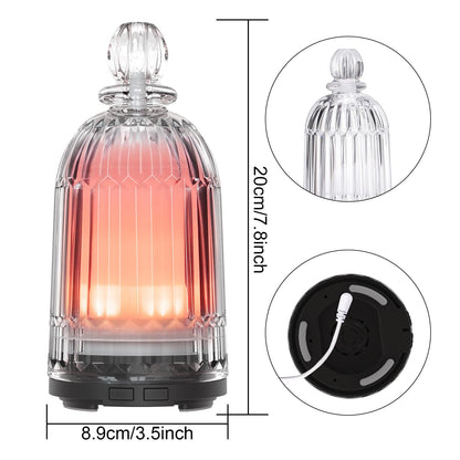 Smartwell 120ml Glass Diffuser - Ultrasonic Aroma Diffuser, 7-Color LED, Auto Shut-Off (Black Bottom)