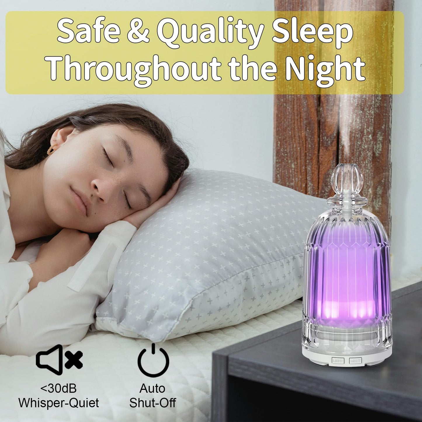 Smartwell Glass Essential Oil Diffuser - 120ml, 7-Color LED, Auto-Off, BPA-Free | Home Office & Bedroom Humidifier
