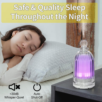 Smartwell Glass Essential Oil Diffuser - 120ml, 7-Color LED, Auto-Off, BPA-Free | Home Office & Bedroom Humidifier