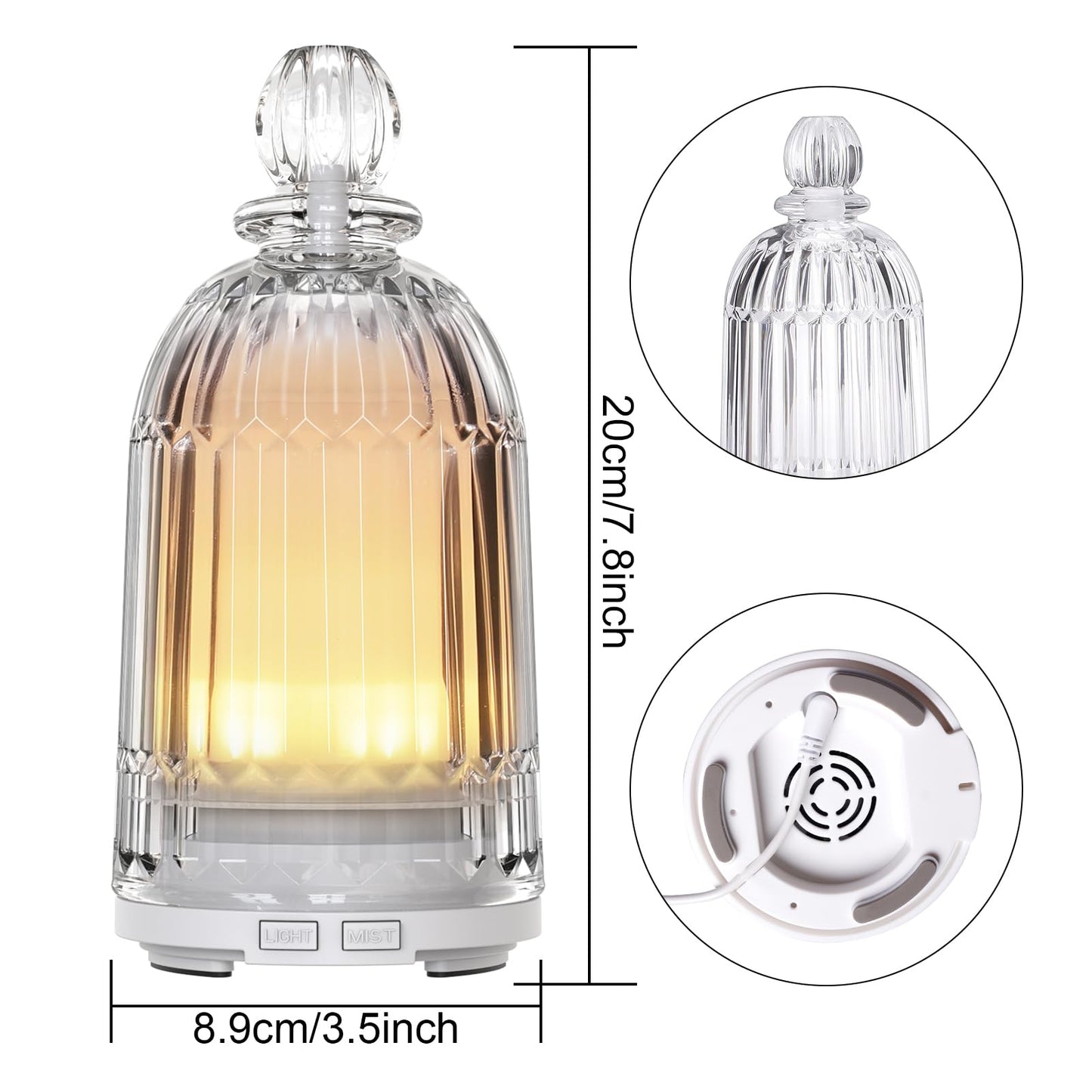 Smartwell Glass Essential Oil Diffuser - 120ml, 7-Color LED, Auto-Off, BPA-Free | Home Office & Bedroom Humidifier