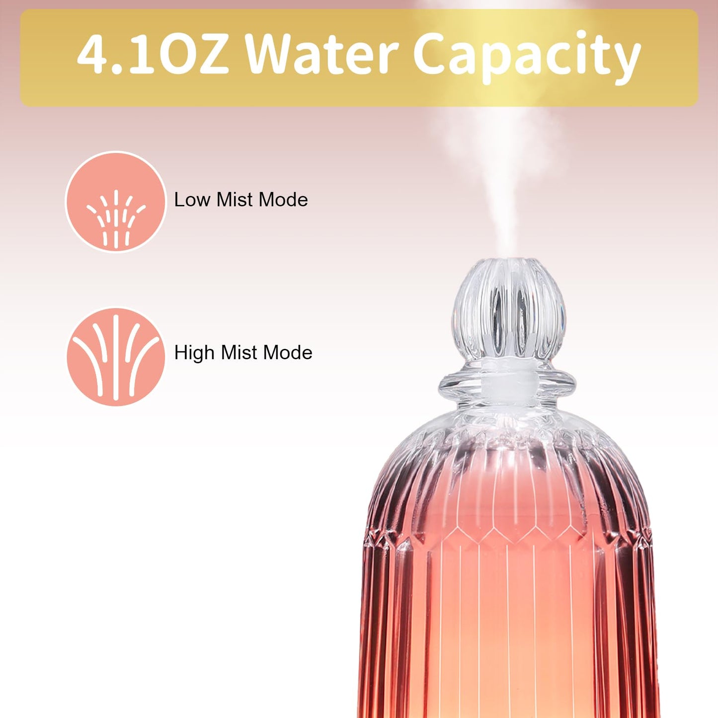 Smartwell Glass Essential Oil Diffuser 120ml – Copper Bottom, 7-Color LED, Auto Shut-Off