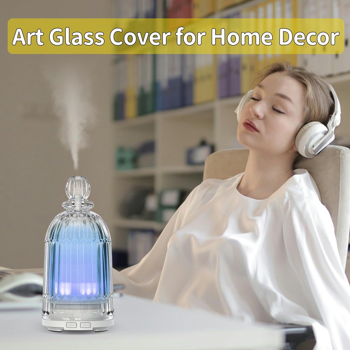 Smartwell Glass Essential Oil Diffuser - 120ml, 7-Color LED, Auto-Off, BPA-Free | Home Office & Bedroom Humidifier