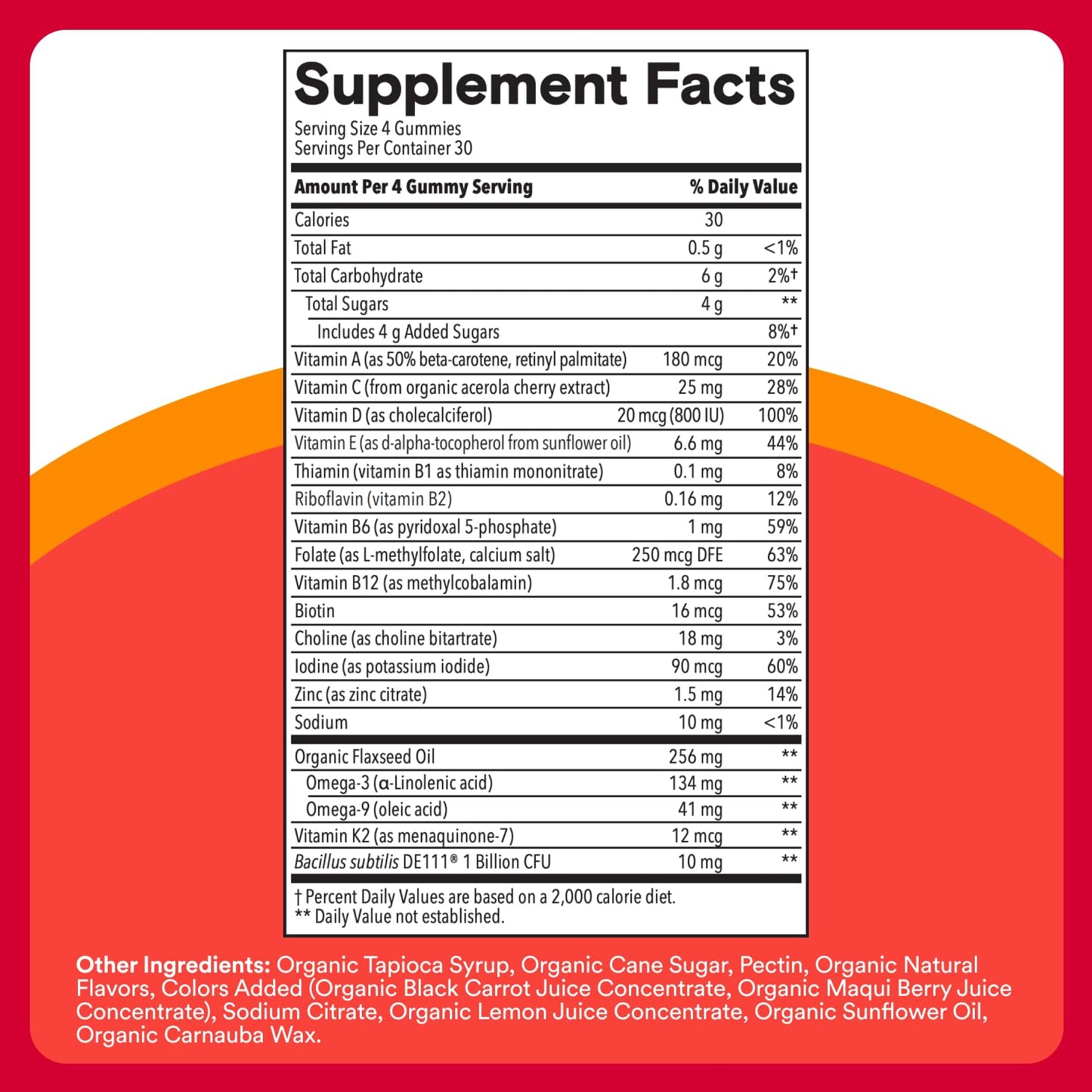 SmartyPants Organic Kids Multivitamin Gummies with Probiotics, Omega-3 ALA, Vitamin D3, C, B Vitamins, Zinc — 120 Count (30 Day Supply)