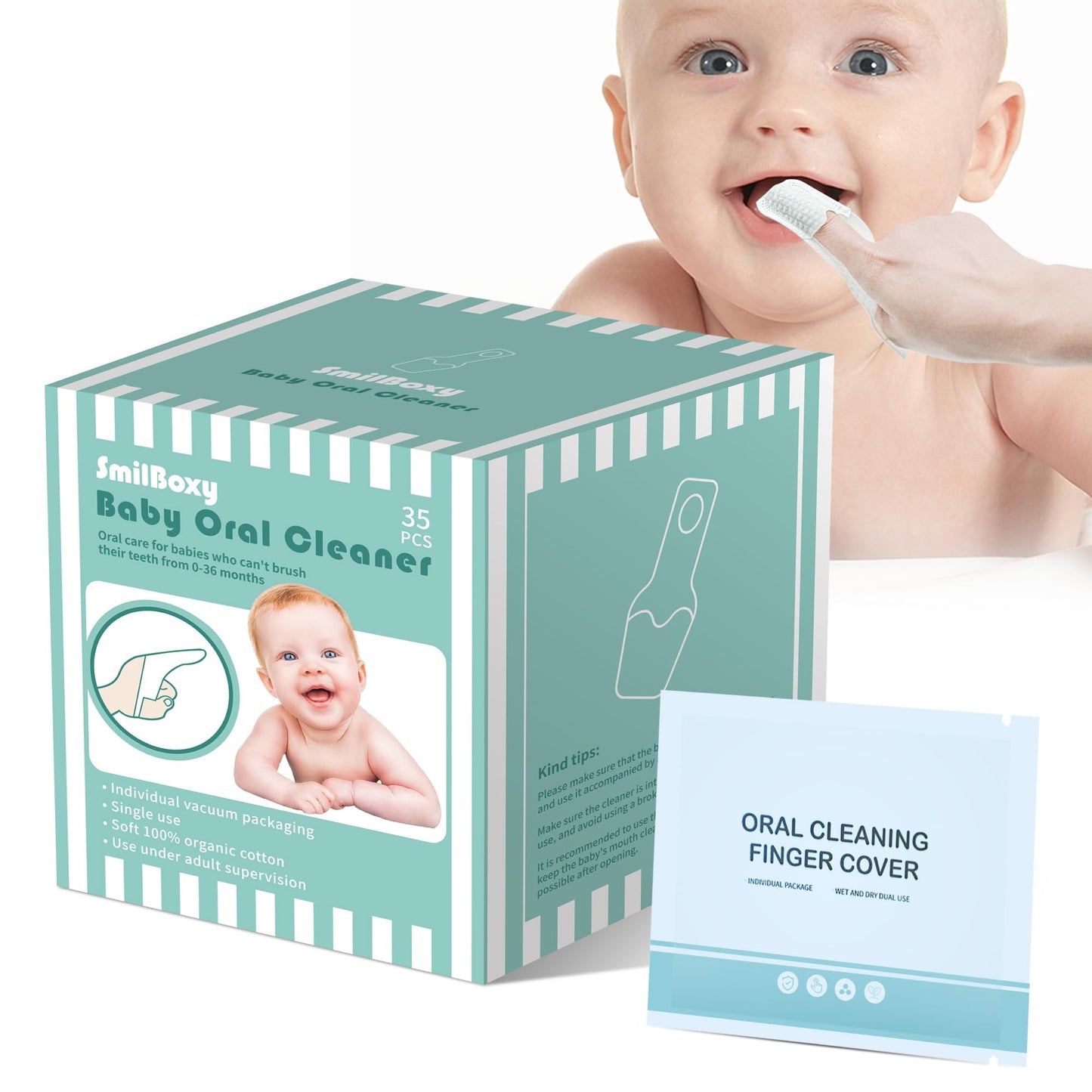 SmilBoxy 35PCS Finger Cots: Baby Mouth & Tongue Cleaner for 0-36 Months