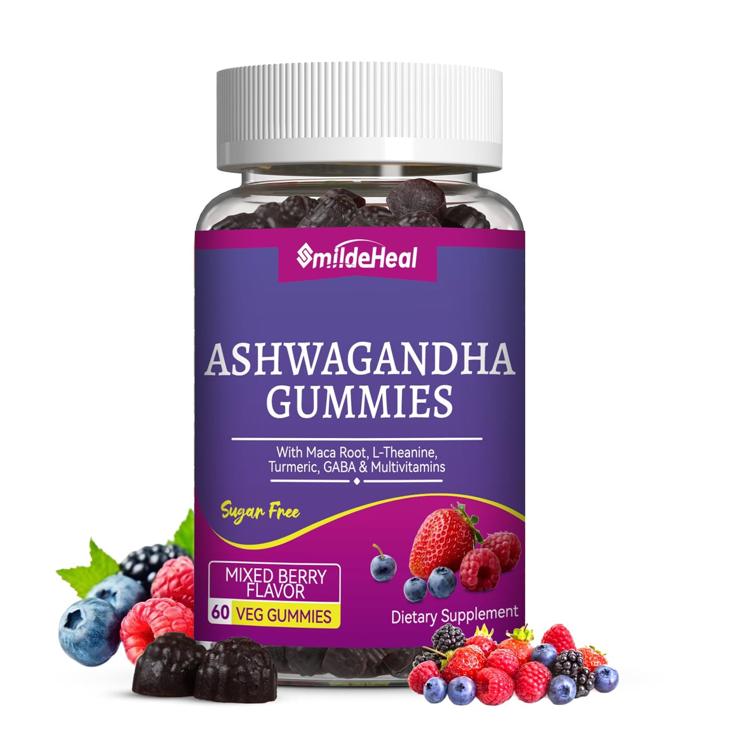 SmildeHeal Ashwagandha Gummies 3000mg – Stress Relief, Immune Support & Energy (60 Count)