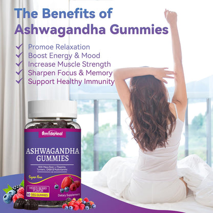 SmildeHeal Ashwagandha Gummies 3000mg – Stress Relief, Immune Support & Energy (60 Count)