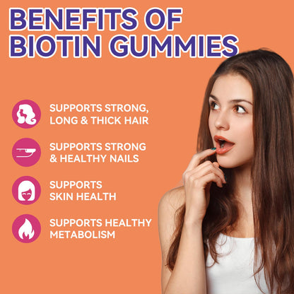 SmildeHeal Biotin Gummies 10,000 mcg – Hair Growth, Vegan, 120 Gummies