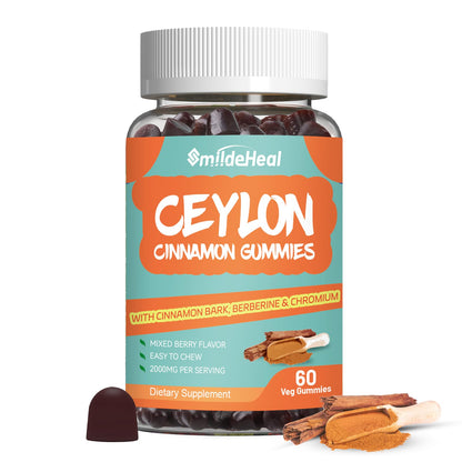 SmildeHeal Sugar Free Ceylon Cinnamon Gummies 2000MG – Vegan, Non-GMO, 60 Gummies