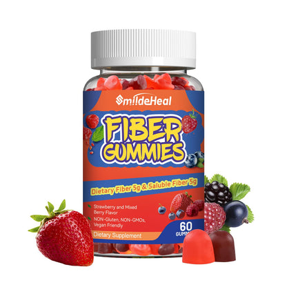 SmildeHeal Fiber Gummies – Dietary Fiber for Gut Health, Vegan, Non-GMO, Gluten-Free | 60 Count