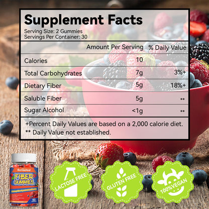 SmildeHeal Fiber Gummies – Dietary Fiber for Gut Health, Vegan, Non-GMO, Gluten-Free | 60 Count
