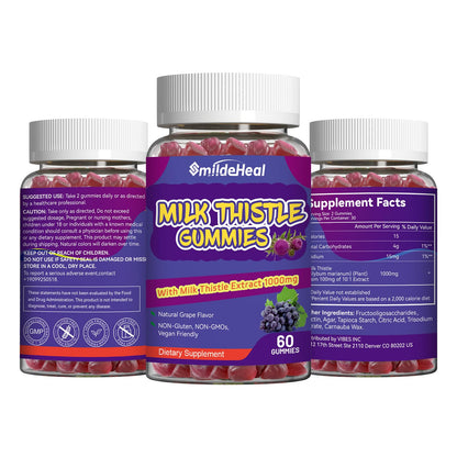 SmildeHeal Milk Thistle Gummies – 1000mg Extract, Liver Detox, Antioxidant Support, Vegan, Non-GMO, Gluten-Free | 60 Count
