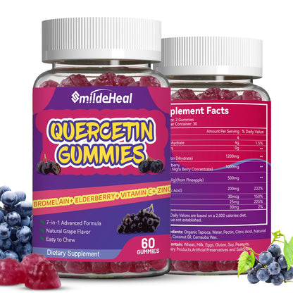 SmildeHeal 2 Pack Quercetin Gummies 1200MG – Vegan Immune Support
