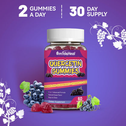 SmildeHeal 2 Pack Quercetin Gummies 1200MG – Vegan Immune Support