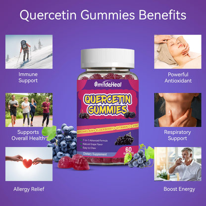 SmildeHeal 2 Pack Quercetin Gummies 1200MG – Vegan Immune Support