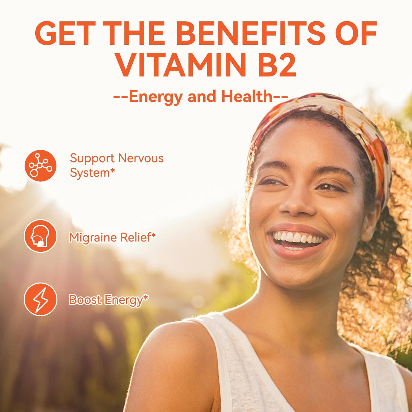 SmildeHeal Vitamin B2 Gummies - Migraine Relief, Nervous System Support, Vegan (60 Count)