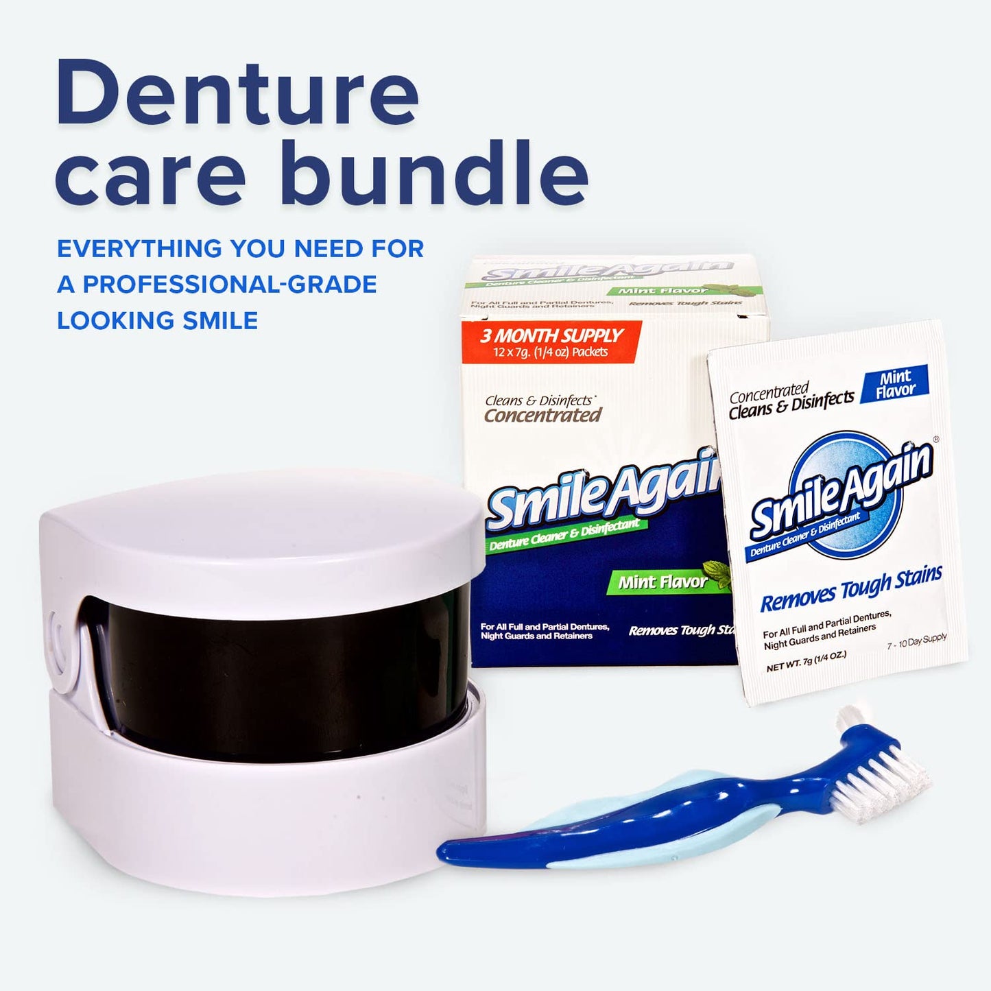 Smile Again Care Kit - Denture, Retainer & Aligner Cleaning Bundle (Pack of 3)