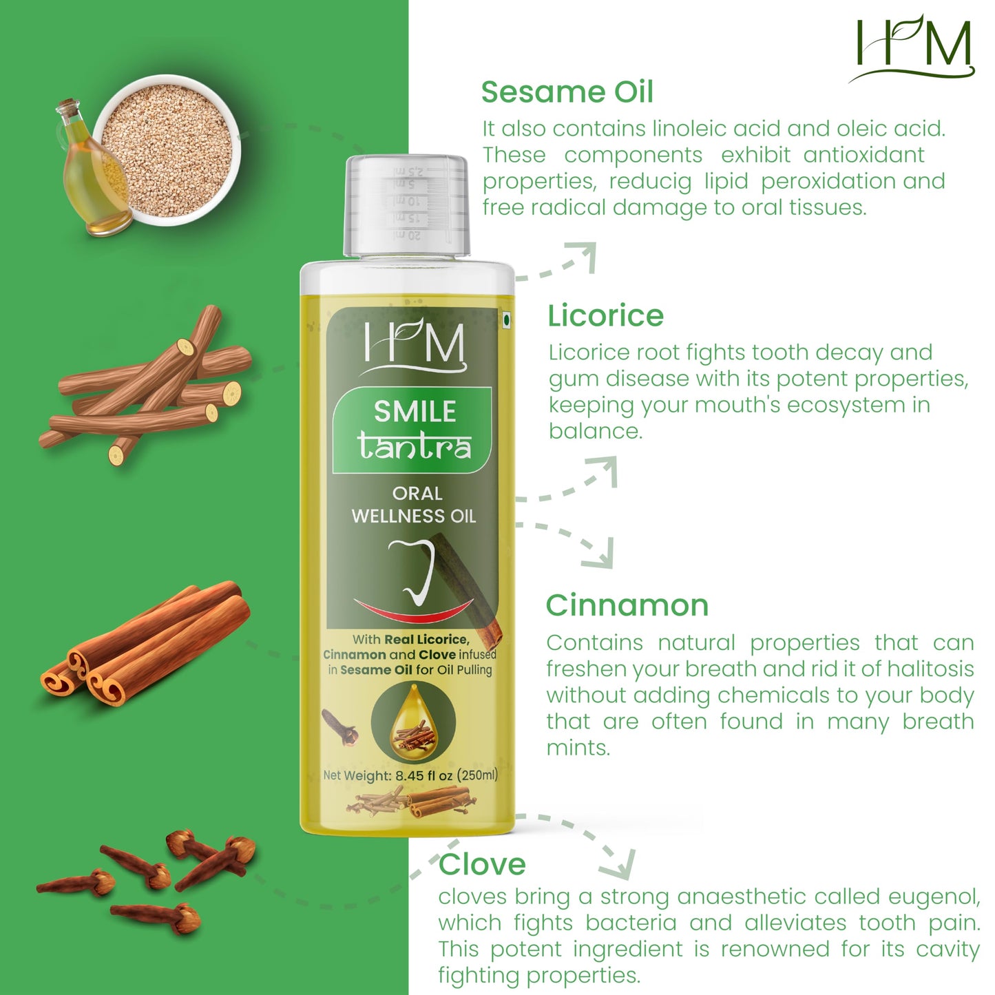 Smile Tantra Oral Wellness Oil for Oil Pulling – Fresh Breath, Teeth Whitening & Gum Care | Licorice, Cinnamon & Clove in Sesame Oil | Alcohol-Free 8.45 fl oz
