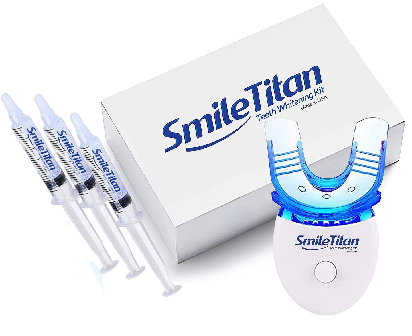 Smile Titan Teeth Whitening Kit with LED Light - 3% Carbamide Peroxide (5-Piece Set)