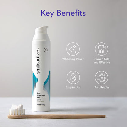 Smileactives Pro Whitening Gel for Toothpaste – 3.8 oz, Hydrogen Peroxide