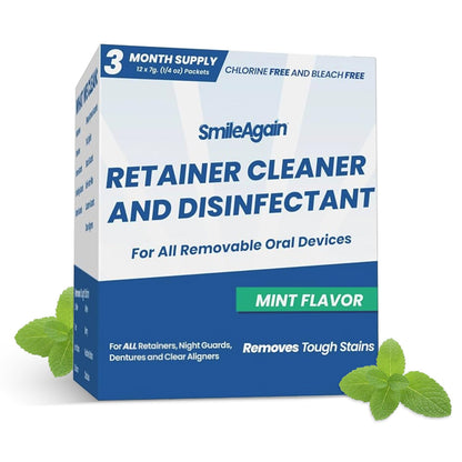 SmileAgain Retainer Cleaner – 12 Pack (3 Month Supply) Mint Flavor