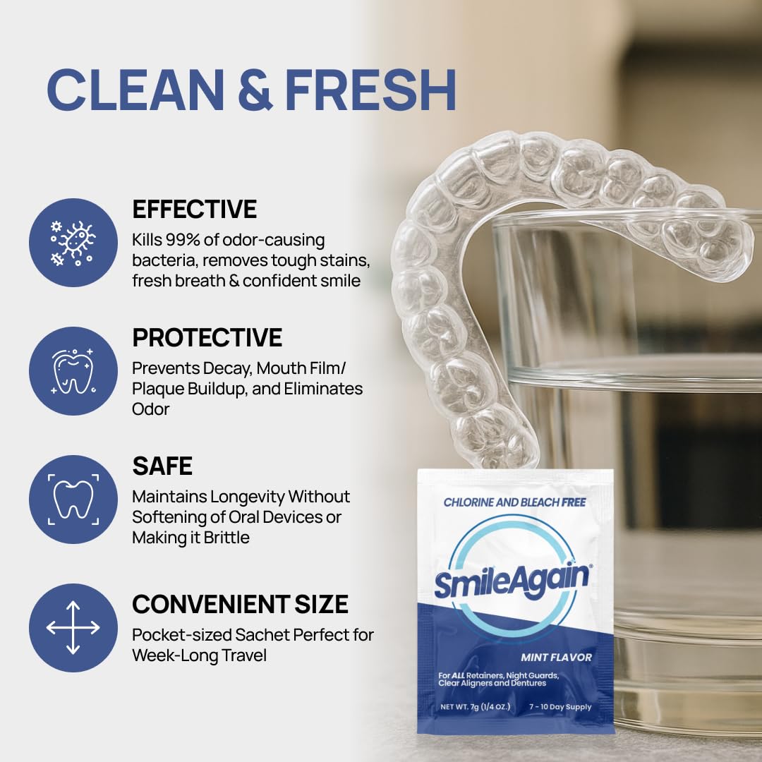 SmileAgain Retainer Cleaner – 12 Pack (3 Month Supply) Mint Flavor
