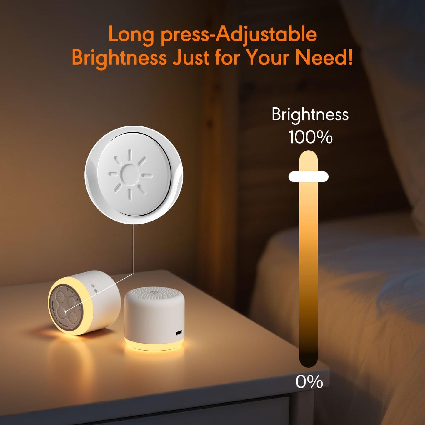 SMILEBOP White Noise Machine with Night Light — Portable, 18 Soothing Sounds, Memory Timer