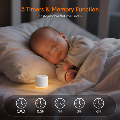 SMILEBOP White Noise Machine with Night Light — Portable, 18 Soothing Sounds, Memory Timer