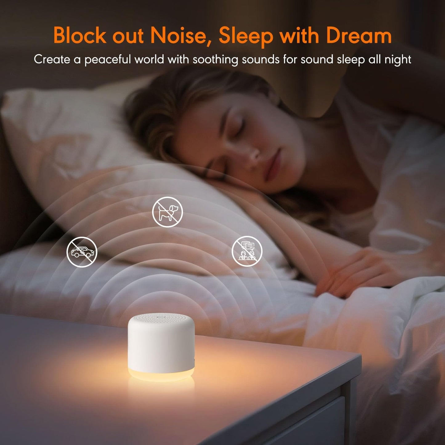 SMILEBOP White Noise Machine with Night Light — Portable, 18 Soothing Sounds, Memory Timer
