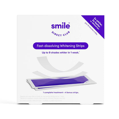 SmileDirectClub Fast Dissolving Teeth Whitening Strips – 18 Count, 2x Whiter, 2x Faster