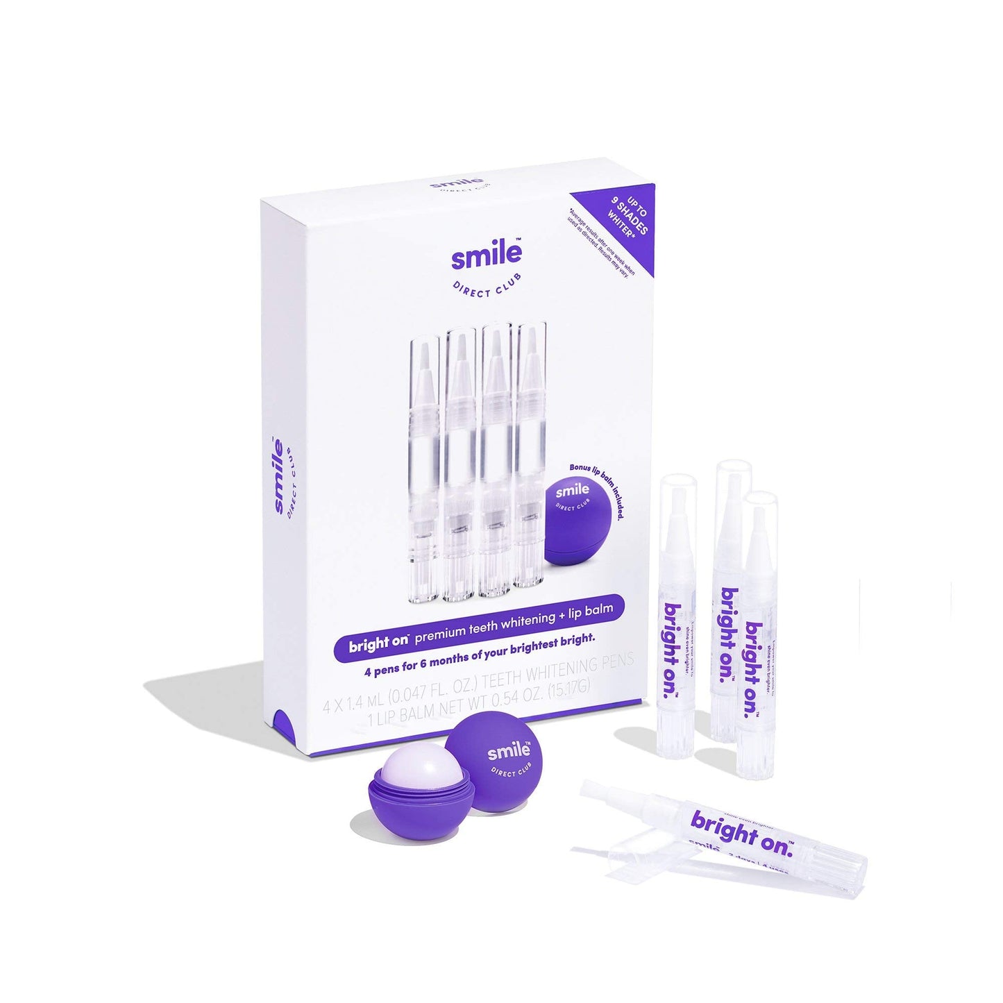 SmileDirectClub Teeth Whitening Kit with Lip Balm — 4-Pack, 1.4ml Gel Pens | Professional Strength