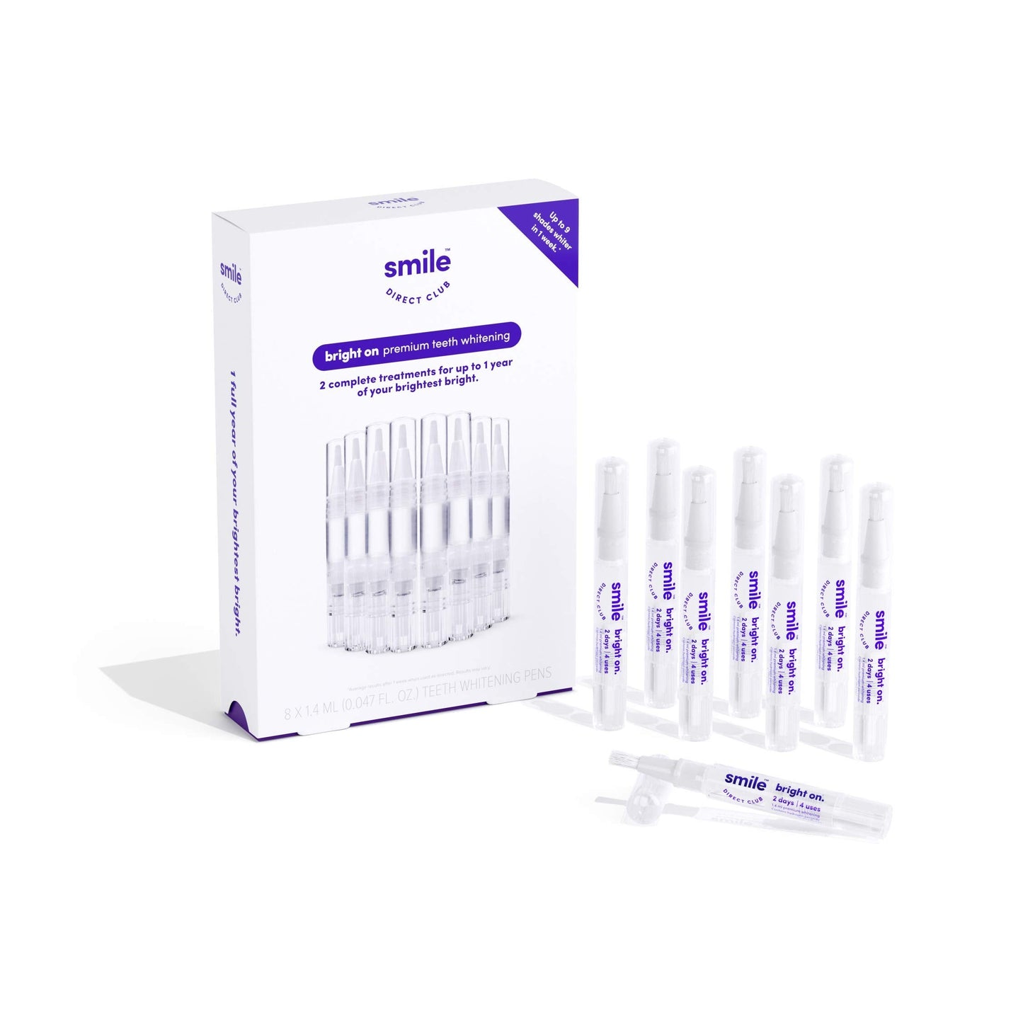 SmileDirectClub Teeth Whitening Kit - 8 1.4ml Gel Pens, Professional Strength, Pain Free & Enamel Safe