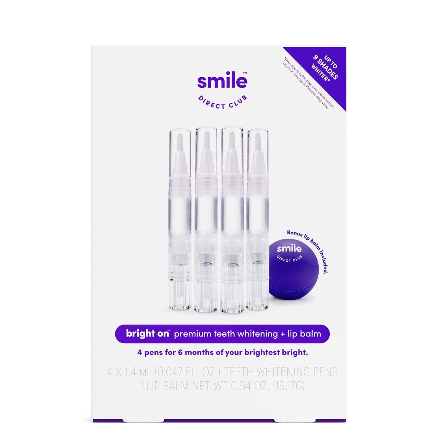 SmileDirectClub Teeth Whitening Kit with Lip Balm — 4-Pack, 1.4ml Gel Pens | Professional Strength