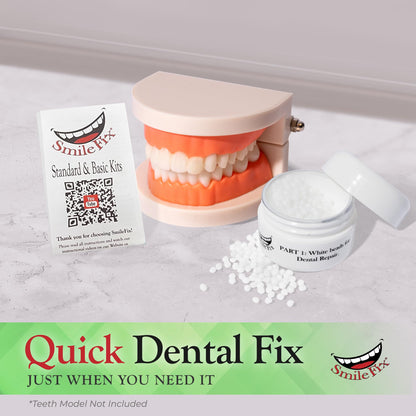 SmileFix Basic Dental Repair - for Missing Or Damaged Teeth - Fix Gaps, Missing Teeth, Spaces, Broken Tooth, Repairs - Fast & Easy - Confident Smiles - BF Products - Durable Compound
