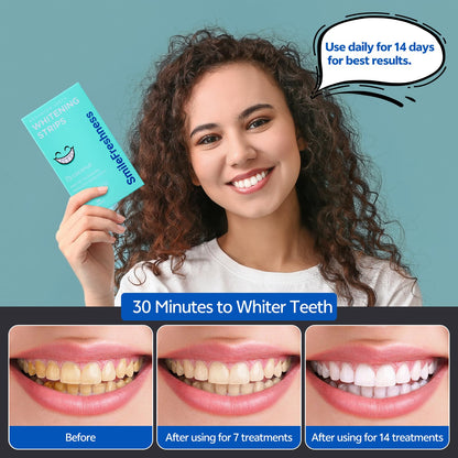 SmileFreshness Teeth Whitening Strips – 14-Day Clinically Proven Whitening with Enamel Care (Coconut)