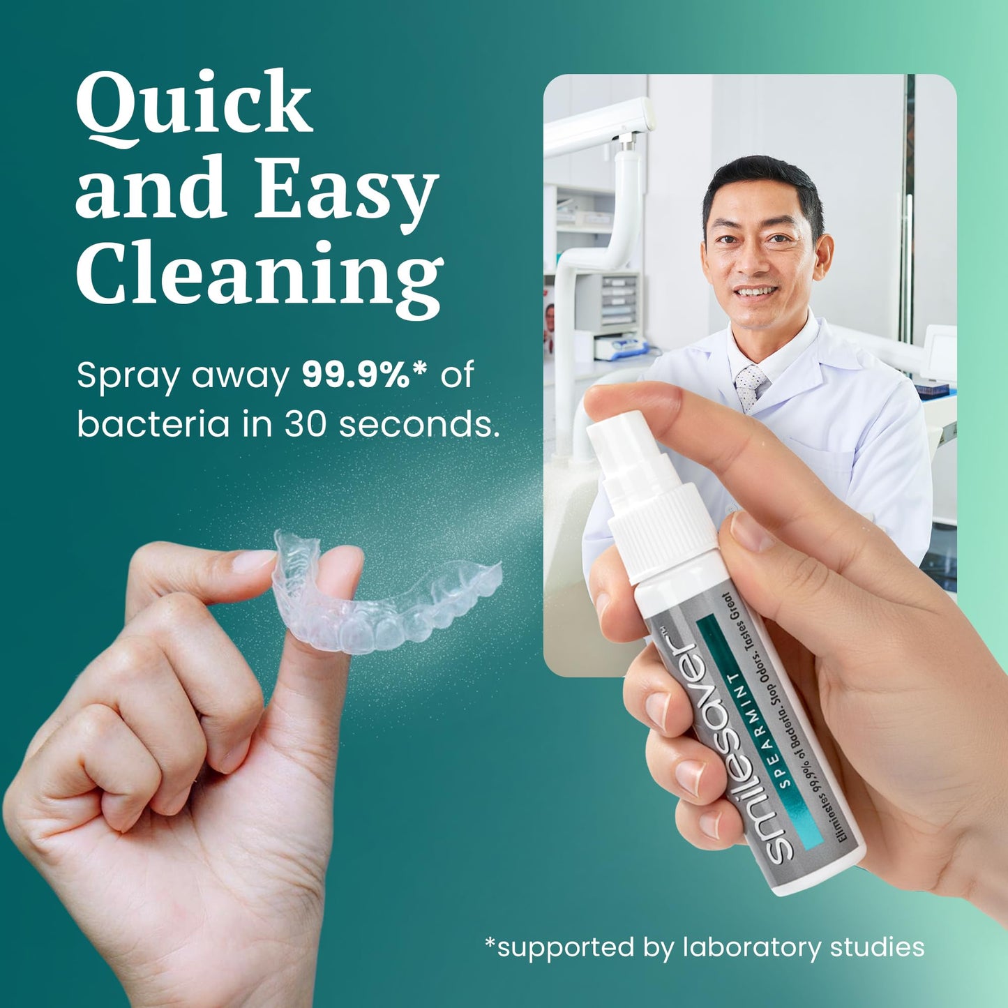 Smilesaver Retainer Cleaner - 30-Second Minty Spray for Aligners & Dentures