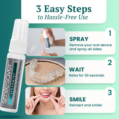 Smilesaver Retainer Cleaner - 30-Second Minty Spray for Aligners & Dentures