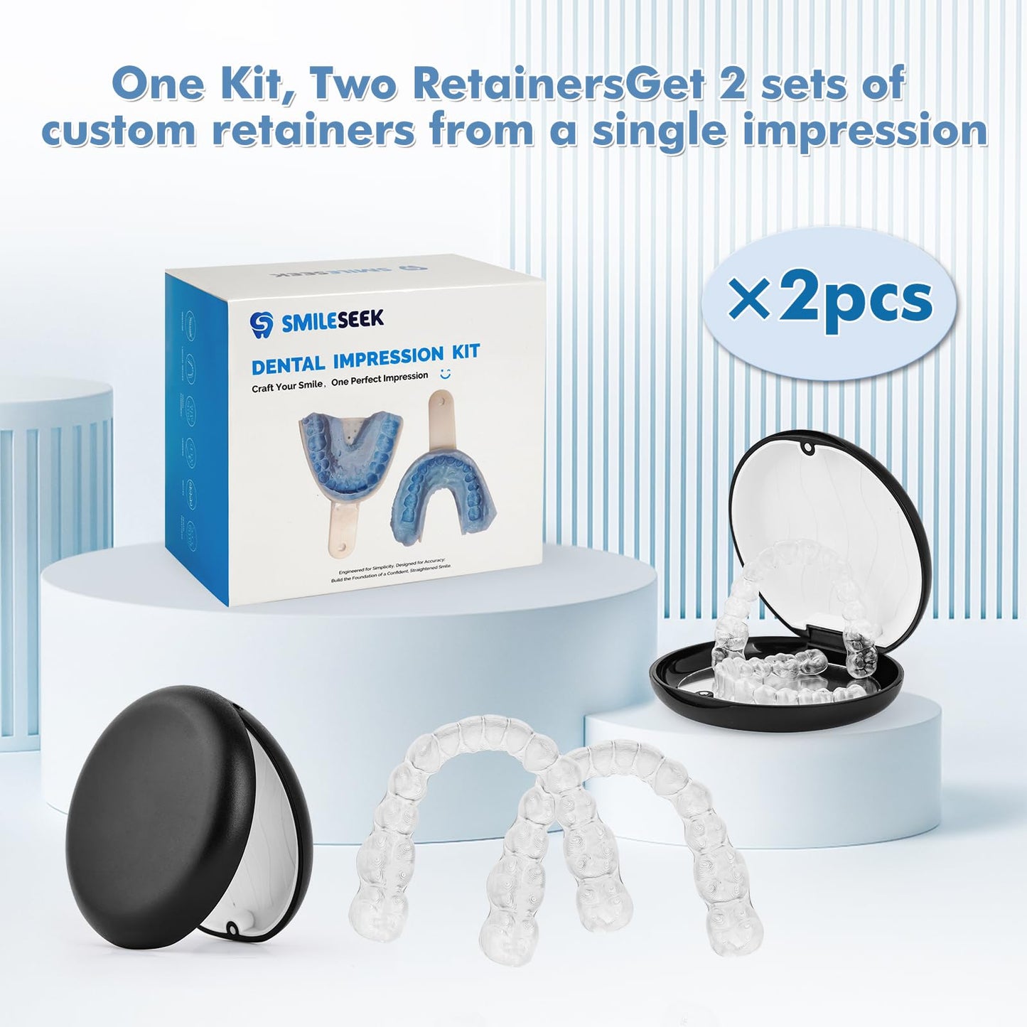 SMILESEEK Clear Retainers (2 Sets) – Upper & Lower BPA & Latex-Free DIY At-Home Retainer Kit