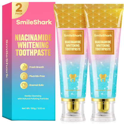 SmileShark Niacinamide Whitening Toothpaste 2-Pack – Enamel-Safe Mint